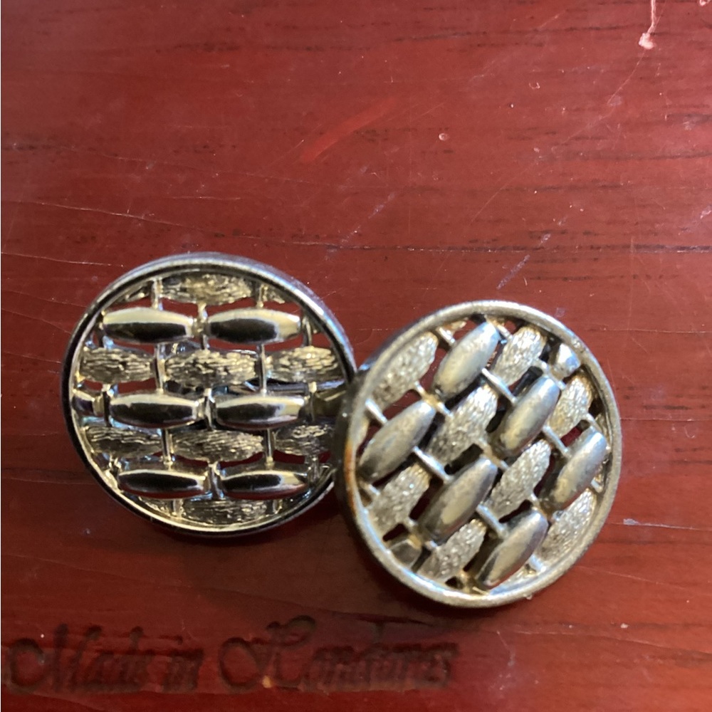 Vintage Coro Round Silver Clip Earrings